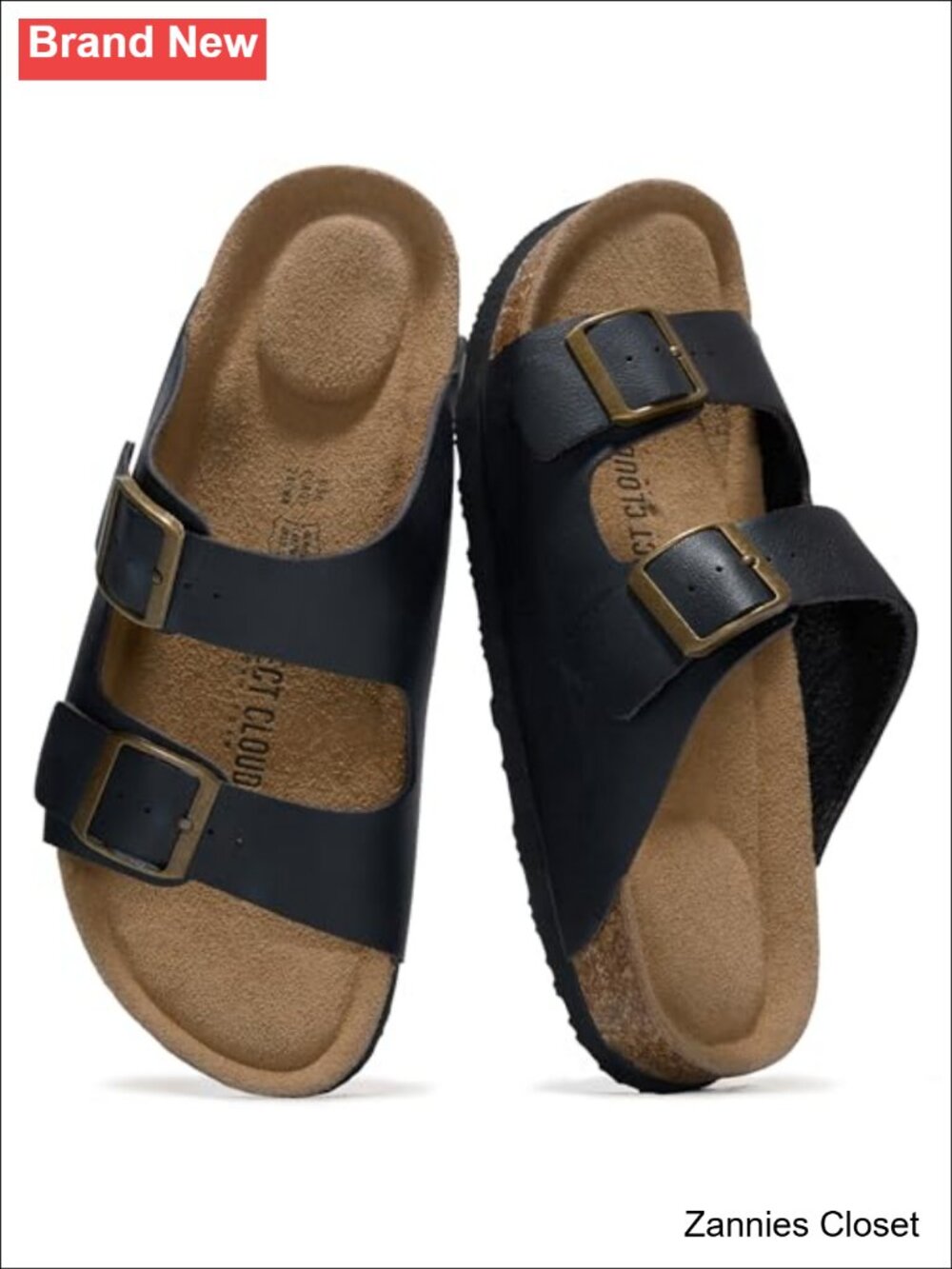 ✨Project Cloud 100% Genuine Leather Women's Sandals Slides Memory Foam Cork